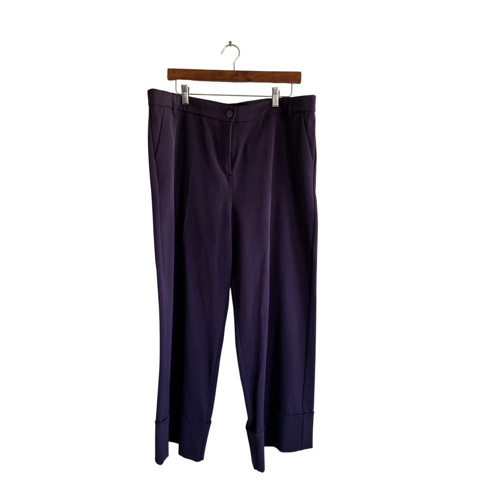 EMME Marella Purple Dress Pants Cuffed Hem Career Trousers Size 16